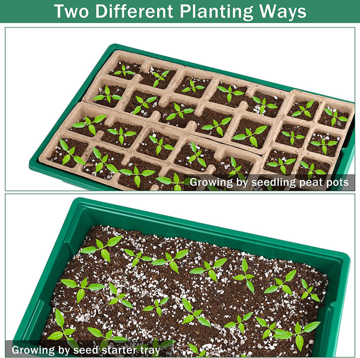 5 Pack Seed Starter Tray Kit, 15 Peat Pots for Seedlings Plastic Growing Germination Trays with Plants Labels, Planting Tools, Germination Plant Starting Pots for Plant Seeds, Green