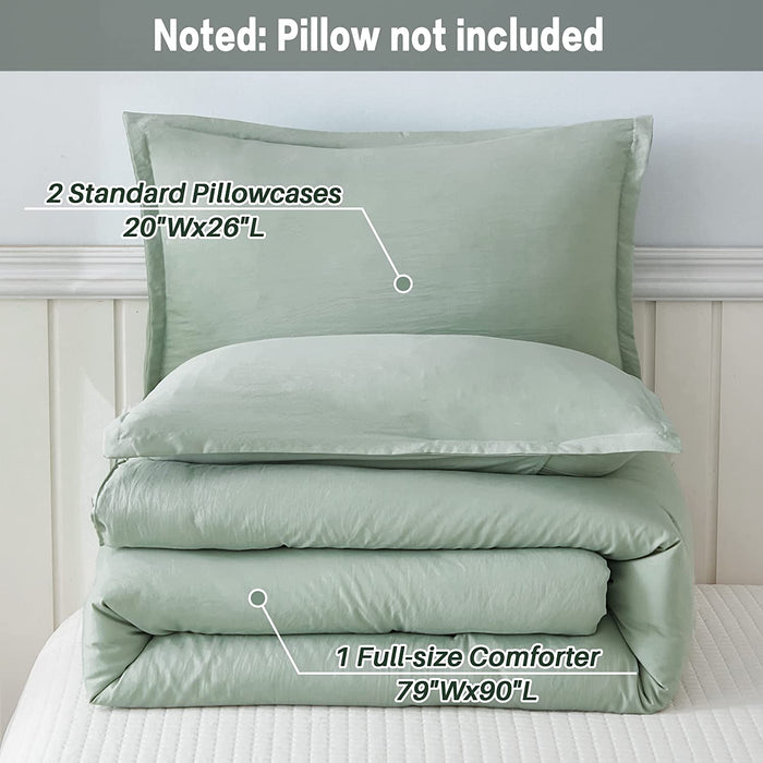 Comforter Full Size Set Sage Green, 3 Pieces Lightweight Bed Solid Summer Bedding Comforters & Sets, Soft All Season Quilt Blanket (79X90In Comforter & 2 Pillowcases)