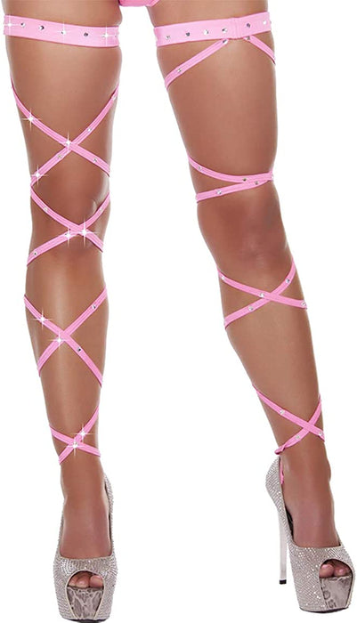 Women Criss Cross Sparkle Glitter Rhinestone Crystal over Knee Thigh High Stockings