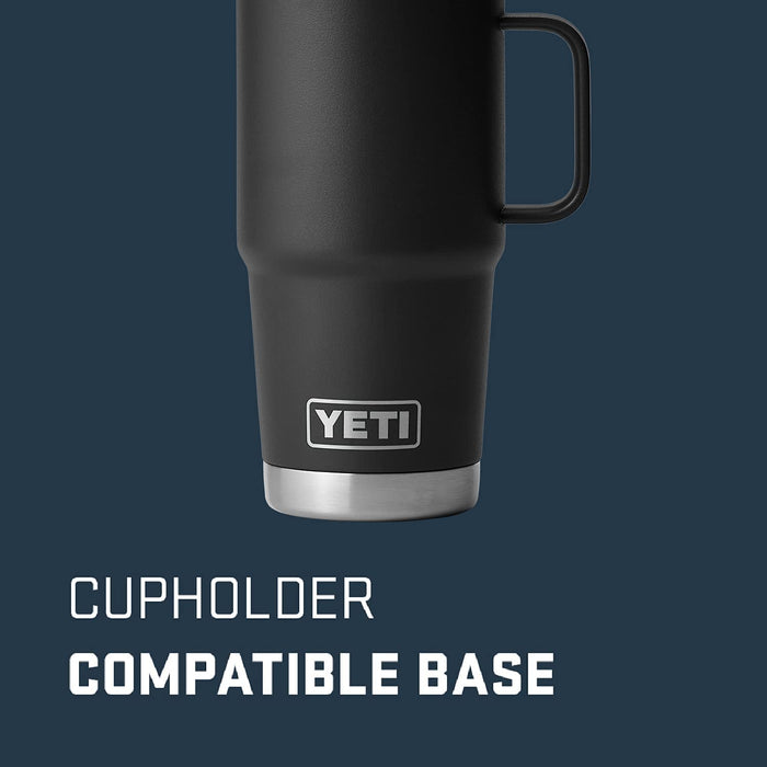Rambler 20 Oz Travel Mug, Stainless Steel, Vacuum Insulated with Stronghold Lid, Black