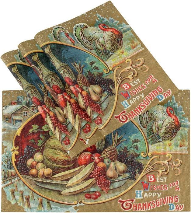 Pfrewn Winter Red Truck Dog Snow Placemats Set of 6 Table Mat Christmas Snowflake Place Mat Double-Sided Print 12" X 18" Dining Home Kitchen Xmas Table Decoration