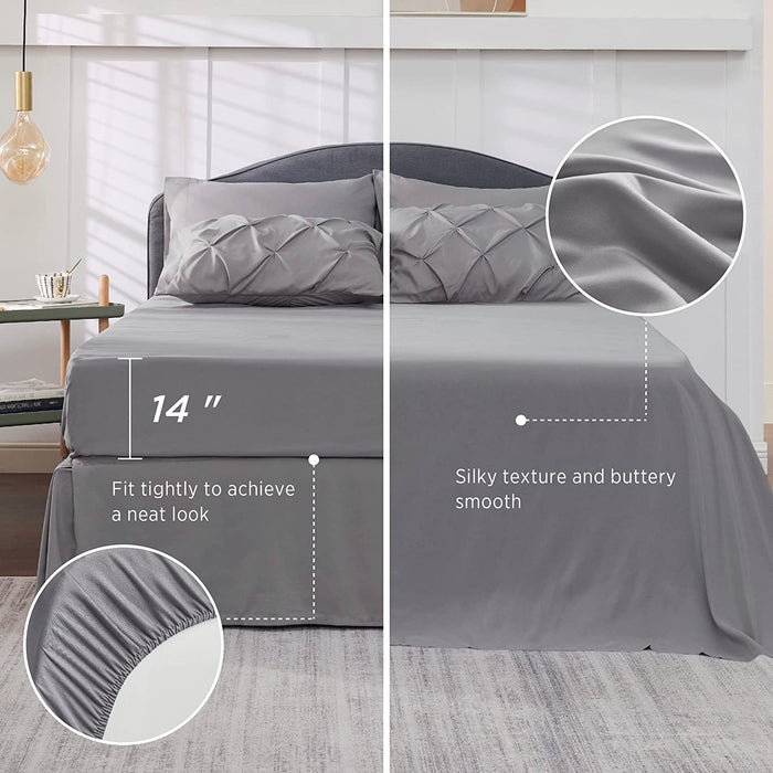 Bedsure Full Size Comforter Sets - Bedding Sets Full 7 Pieces, Bed in a Bag Grey Bed Sets with Comforters, Sheets, Pillowcases & Shams,Adult & Kids Bedding