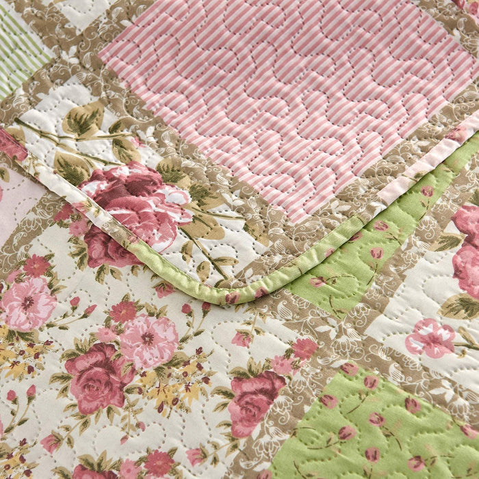 King Quilt Set, 3-Piece Quilt Sets with 2 Pillow Shams - Boho Reversible Soft and Lightweight Quilt Bedding Bedspread Coverlet Set, Garden