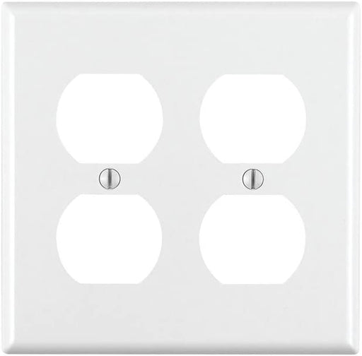 88016 2-Gang Duplex Device Receptacle Wallplate, Standard Size, Thermoset, Device Mount, White
