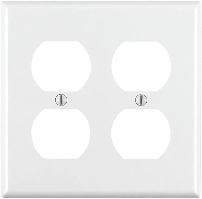 88016 2-Gang Duplex Device Receptacle Wallplate, Standard Size, Thermoset, Device Mount, White