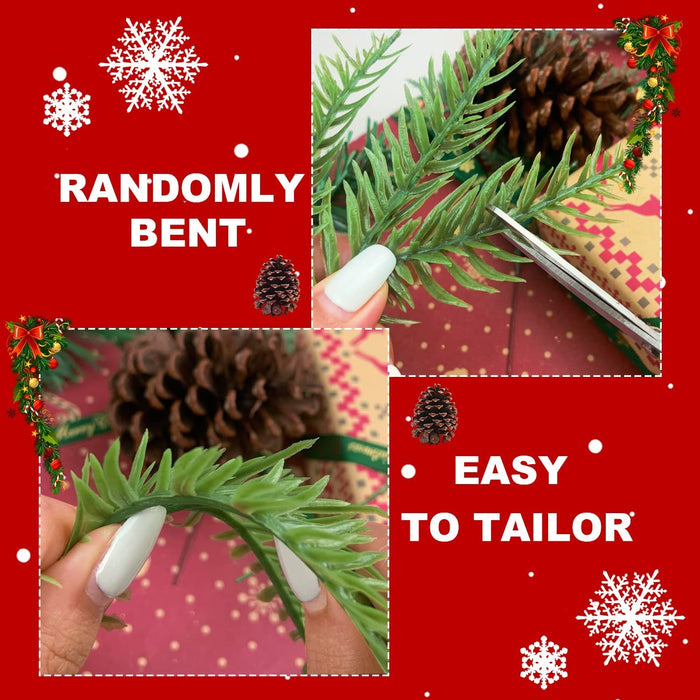 50PCS Christmas Tree Filler Branches, Christmas Artificial Pine Branches, Christmas Artificial Evergreen Branches for Christmas DIY Garland, Christmas Tree Fillers, Present Decor Christmas Decorations