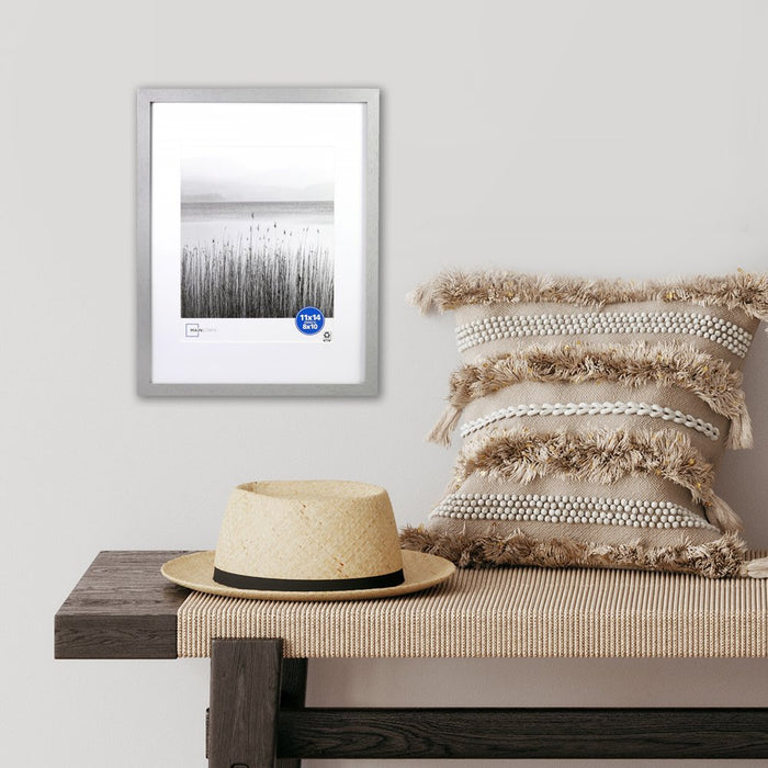 Mainstays 11X14 Inch Matted to 8X10 Inch Gray 0.5" Gallery Wall Picture Frame, Set of 4