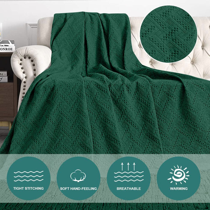 Cotton Geometrical Sofa Cover, Sectional Couch Covers for 1 Cushion Couch Couch Cover Living Room Throws Blankets Sofa Slipcovers, Furniture Protector for Pets (Medium, 71" X 91", Green)