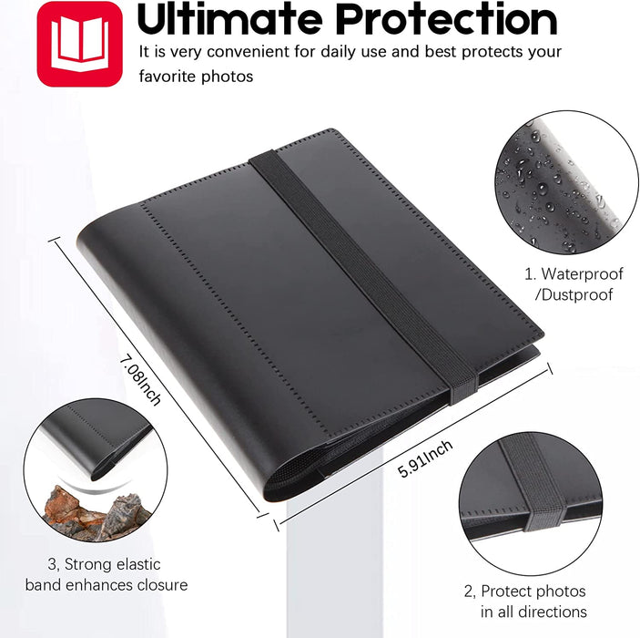 Small Photo Album 4X6 Photos Black Inner Page with Strong Elastic Band, Each Small Album Holds 64 Photos, 4X6 Mini Book Photo Pictures Album Birthday Christmas Photo Albums Wedding Anniversary (Black)