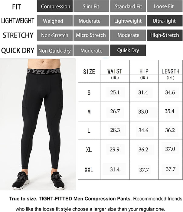3 Pack Men'S Compression Pants Cool Dry Athletic Tights Sport Leggings with Pocket Baselayer for Running Football Yoga