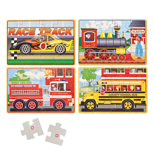 Vehicles 4-In-1 Wooden Jigsaw Puzzles in a Storage Box (48 Pcs) | Fsc-Certified Materials
