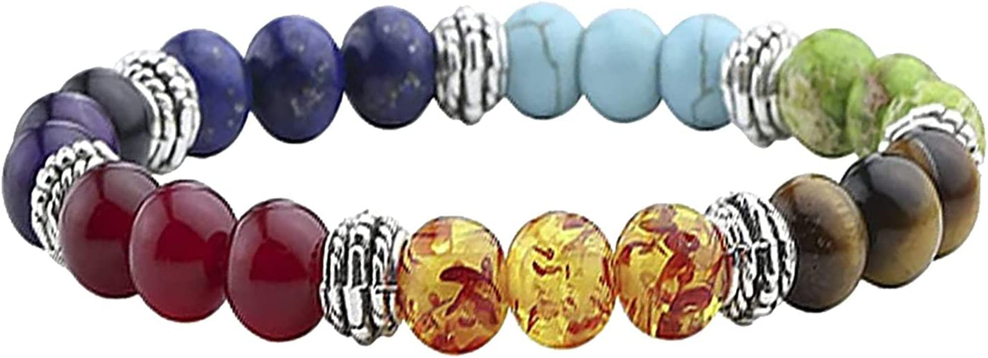 Men Women 8Mm Lava Rock 7 Chakras Aromatherapy Essential Oil Diffuser Bracelet, Natural Stone Yoga Beads,Evil Eye Hand Bracelet,Reiki Prayer Healing