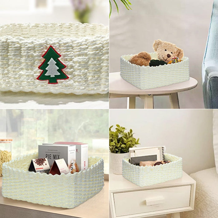 Wicker Basket Storage Basket 4PCS Woven Basket Handmade Paper Rope Bin Nesting Basket for Home Office Decor Bedroom