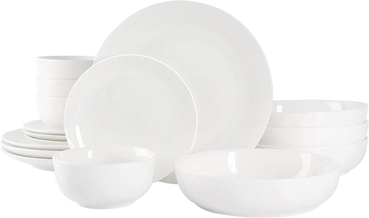 Gibson Home Oslo Porcelain Dinnerware Set, Service for 4 (16Pcs), White