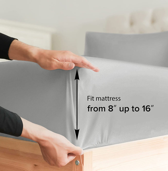 Queen Size Sheet Set - Breathable & Cooling Sheets - Hotel Luxury Bed Sheets - Extra Soft - Deep Pockets - Easy Fit - 4 Piece Set - Wrinkle Free - Comfy – French Grey Bed Sheets - Queen Sheets