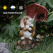 Solar Garden Statue Outdoor Decor, Rabbit Siting on Turtle Holding an Umbrella with String Lights, Easter Bunny Statue for Patio, Lawn, Yard Art Decoration, Housewarming Garden Gift
