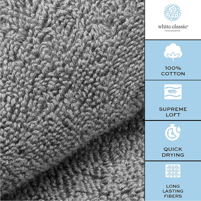Luxury Grey Hand Towels - Soft Cotton Absorbent Hotel Towel 6-Pack