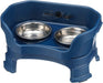 Neater Feeder Deluxe with Leg Extensions for Small Dogs - Mess Proof Pet Feeder with Stainless Steel Food & Water Bowls - Drip Proof, Non-Tip, and Non-Slip - Gunmetal Grey