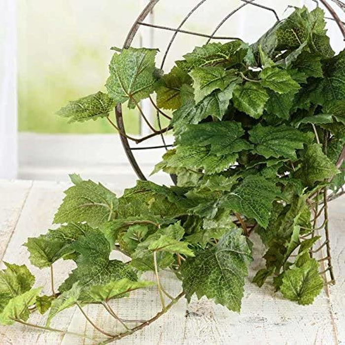 Grape Leaf Cascading Artificial Ivy Vine Bush Greenery - Indoor/Outdoor Tuscany Vineyard Winery Hanging Grape Leaves Plant for Home Porch or Patio Decor (39" L)