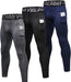 3 Pack Men'S Compression Pants Cool Dry Athletic Tights Sport Leggings with Pocket Baselayer for Running Football Yoga