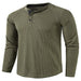 Mens Fashion Waffle T Shirts Henley Neck Solid Color Pullover Work Long Sleeve T-Shirt Army Green XL