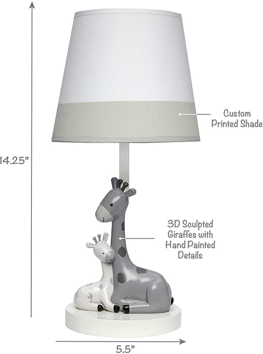 Jungle Friends White/Gray Giraffe Nursery Lamp with Shade & Bulb