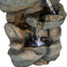 Rockery Tabletop Fountain - 16 H”5-Tier Resin Crafted Stacked Rockery Waterfall Fountain with Light&Cascading Water Stream for Indoor Outdoor, Relaxation Water Feature with Submersible Pump
