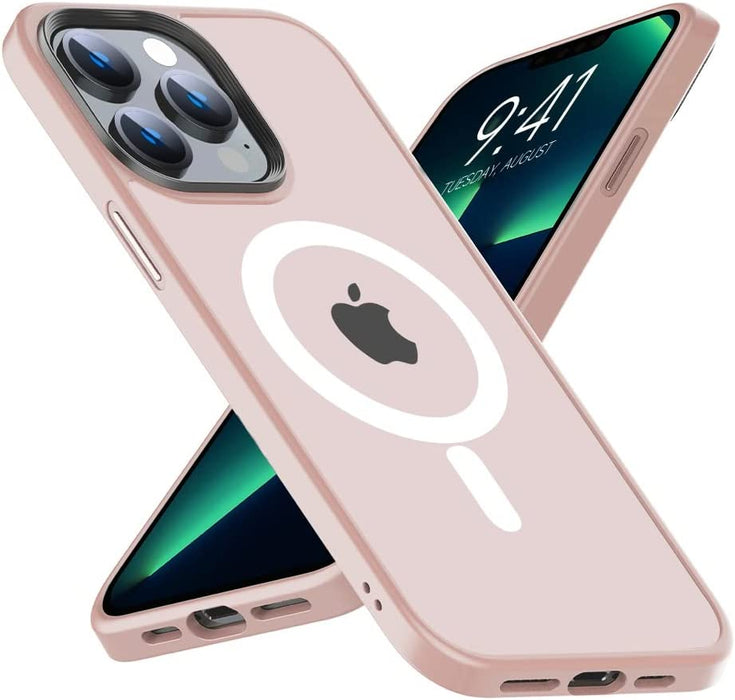 Magnetic Case for Iphone 14 Pro Max Case [Mil-Grade Drop Tested & Compatible with Magsafe] Translucent Matte Back with Aluminum Alloy Keys, Anti-Fingerprint Anti-Scratch 6.7 Inch, Black
