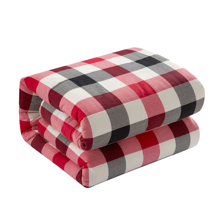 Mainstays Reverse to Sherpa Comforter Set, Full/Queen, Red Plaid, Polyester