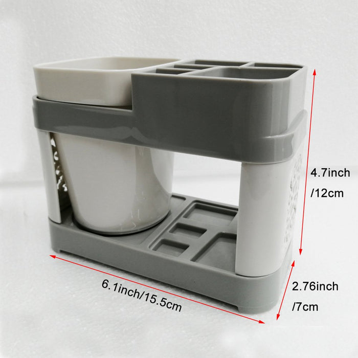 Single Cup Toothbrush Toothpaste Stand Holder Bathroom Storage Organizer Plastic