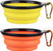 Collapsible Dog Bowl, 2 Pack Collapsible Dog Water Bowls for Cats Dogs, Portable Pet Feeding Watering Dish for Walking Parking Traveling with 2 Carabiners (Small, Orange+Pink)