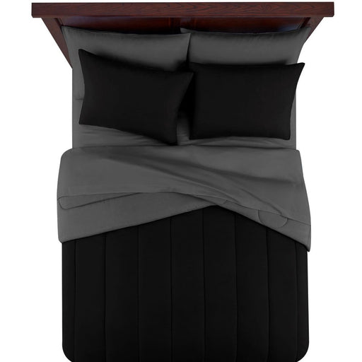 Mainstays Black 7 Piece Bed in a Bag Comforter Set with Sheets, Queen