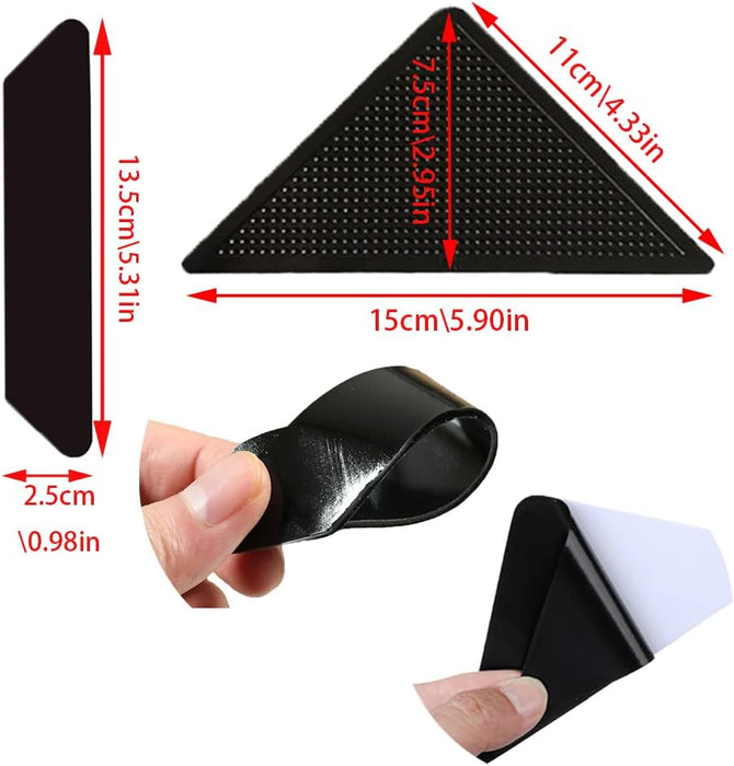 24 Pcs Rug Grippers Tapes, Non-Slip Stickers Reusable Washable Carpet Sticky Tapes Rug Pads for Tile Wood Hardwood Floors Area Rug Stoppers