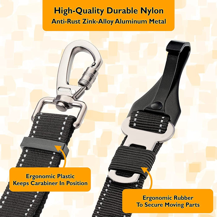 Dog Seat Belt - 2 Pack Upgraded 3-In-1 Easy Clip Dog Seatbelts - Durable Nylon Dog Seatbelt Harness with Reflective Elastic Bungee for Safety - Adjustable Pet Car Seat Belt with Buckle