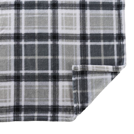Mainstays Super Soft Plush Blanket, Full/Queen, Light Grey Plaid
