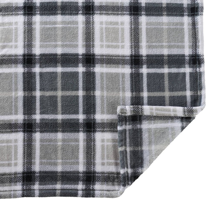 Mainstays Super Soft Plush Blanket, Full/Queen, Light Grey Plaid