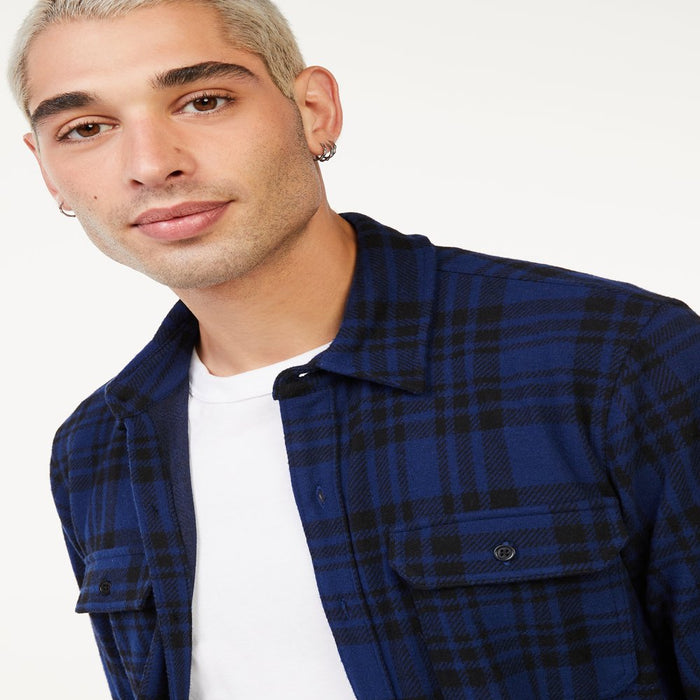 Free Assembly Men'S Knit Flannel Shirt