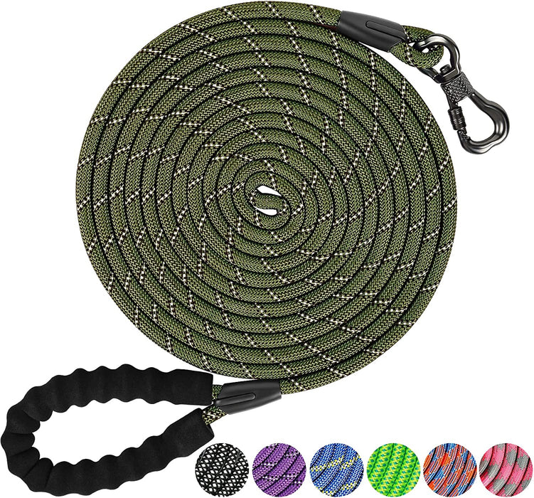 Heavy Duty Dog Leash, 30FT Reflective Dog Leash with Swivel Lockable Hook and Comfortable Padded Handle, Puppy Leash for Walking, Hunting, Camping, Backyard for Small Medium and Large Dogs
