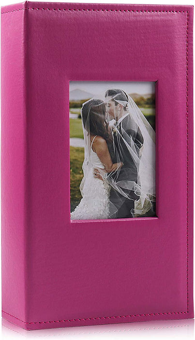Photo Picture Album 4X6 300 Photos,Small Capacity Premium Leather Cover Wedding Family Photo Albums Holds 300 Horizontal Photos(Black)