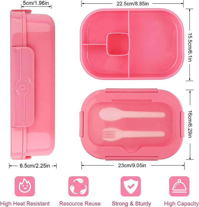 Bento Box Kit, 4 Compartments 1.3L Lunch Box Kids with Fork&Spoon, Leak-Proof Bento Box Adult Lunch Box, Lunch Box Containers for Adults Toddler, Microwaveable, Dishwasher & Freezer Safe