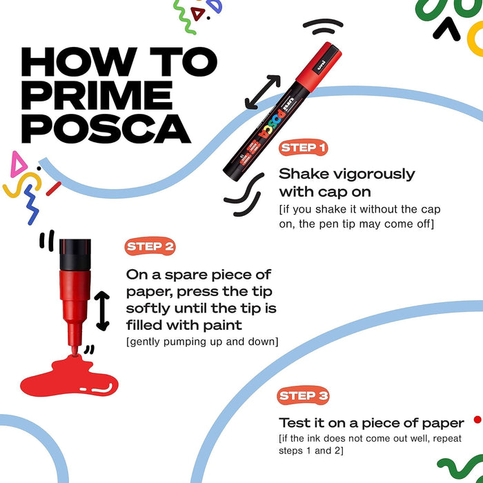 8 Posca Paint Markers, 5M Medium Markers with Reversible Tips, Marker Set of Acrylic Paint Pens | Posca Pens for Art Supplies, Fabric Paint, Fabric Markers, Paint Pen, Art Markers