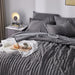Queen Seersucker Comforter Set with Sheets Dark Grey Bed in a Bag 7-Pieces All Season Bedding Sets with Comforter, Pillow Sham, Flat Sheet, Fitted Sheet, Pillowcase