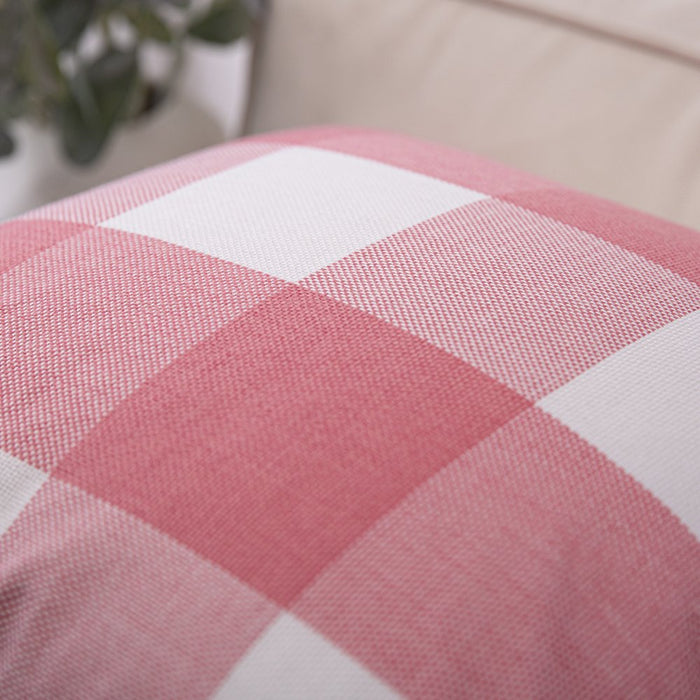 Buffalo Checker Plaid Farmhouse Summer Square Decorative Throw Pillow for Couch, 18" X 18", Pink, White, 2 Pack