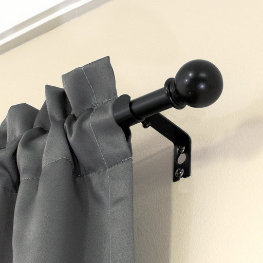 Mainstays 5/8" Black Ball Single Curtain Rod, 28 to 48", Black