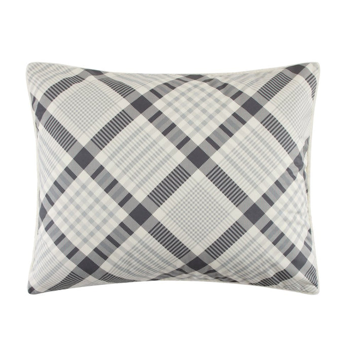Mainstays Reverse to Sherpa Comforter Set King Polyester, Gray Plaid