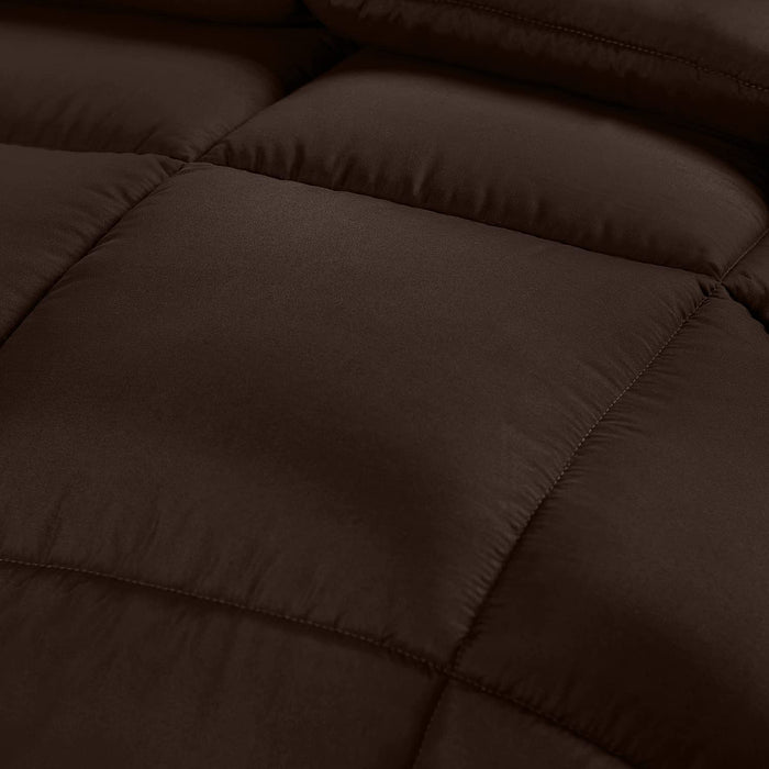 Comforter Duvet Insert - Quilted Comforter with Corner Tabs - Box Stitched down Alternative Comforter (Twin, Chocolate/Brown)