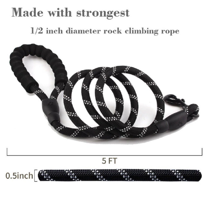 5 FT Strong Dog Leash with Padded Handle and Highly Reflective Threads Nylon Dog Leashes for Medium and Large Dogs