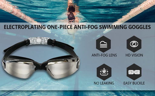 Swim Goggles, Comfortable Polarized Anti-Fog Swimming Goggles for Adult(Black)