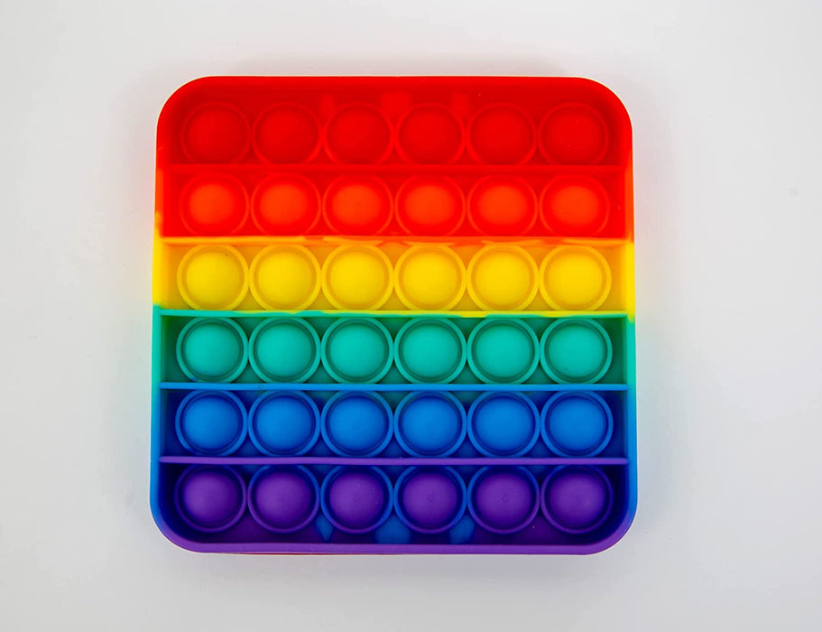 Fidget Toy Popits - Rainbow Color - Sensory Stress Relief for ADHD Anxiety Autism (Round + Square 2 Pack)