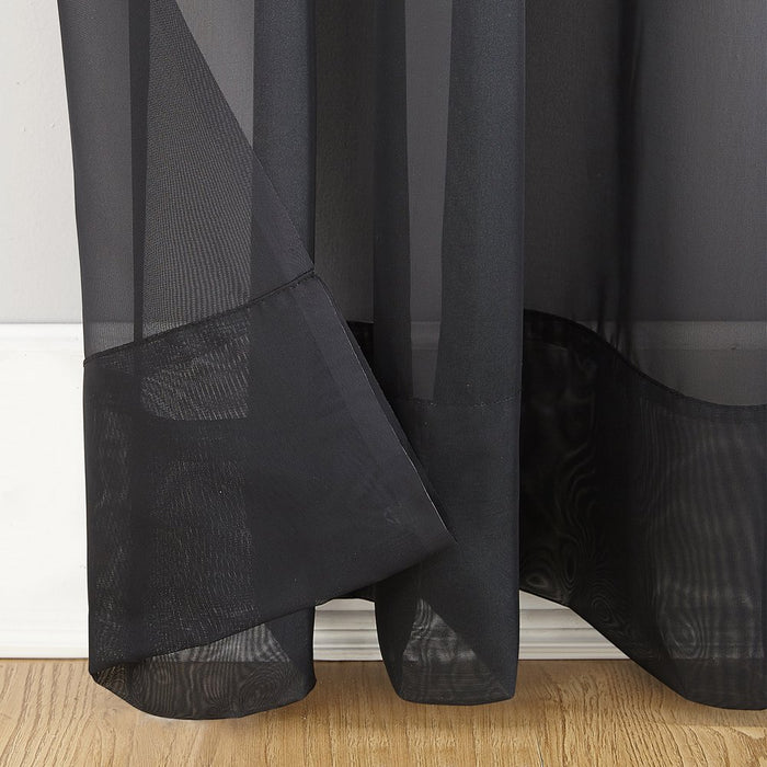 Mainstays Marjorie Sheer Voile Curtain, Single Panel, 59"W X 63"L, Black